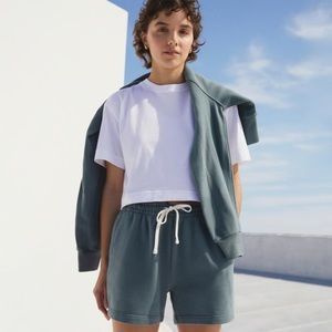 Everlane Track Long Sweatshort, Green Balsam